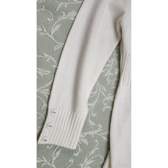 Antthony Cardigan Sweater Womens Medium Ivory Shawl Collar Button Ribbed Knit - Picture 4 of 15